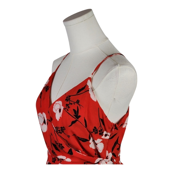 Gilli Vibrant Red Casual Floral Midi Dress Lightweight Flowy Size Medium - Picture 2 of 10